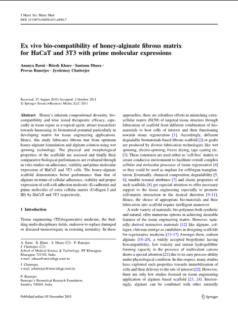 Study looks at Honey-Alginate Scaffold for Wound Healing