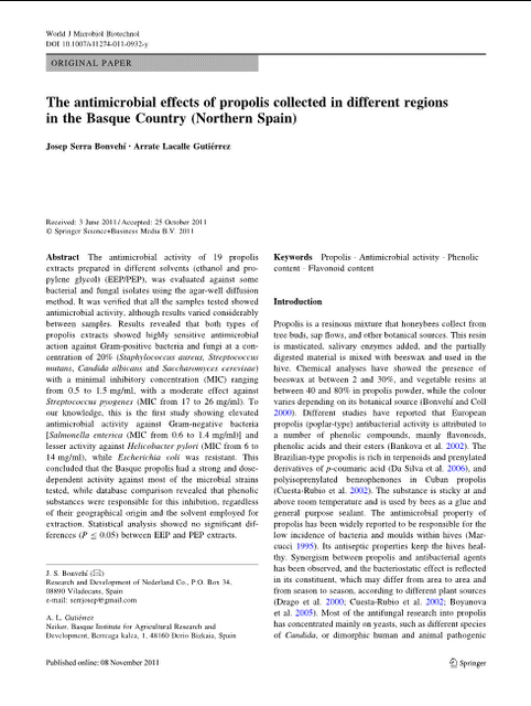 Basque Propolis Has Strong Dose-Dependent Activity Against Microbial Strains