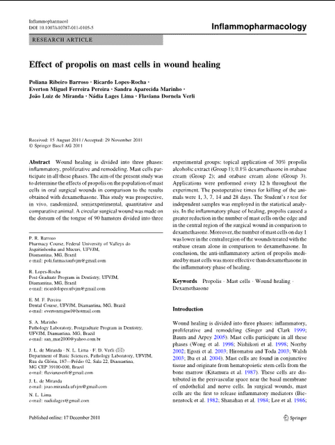 Propolis Anti-Inflammatory Action Boosts Wound Healing