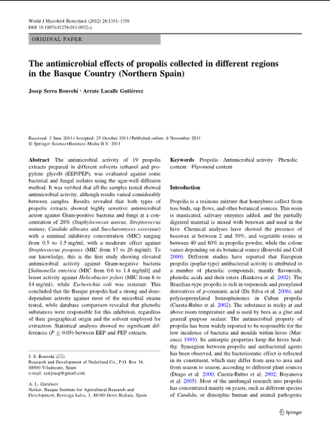 Basque Propolis Shows Strong Antimicrobial Activity