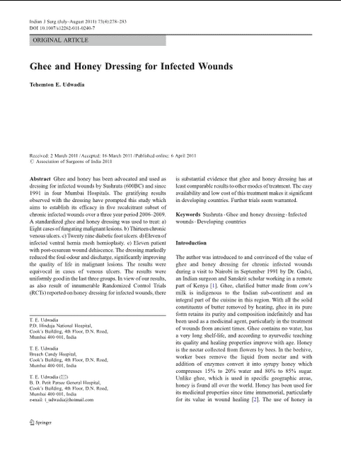 Low Cost Ghee and Honey Dressing an Alternative Wound Treatment